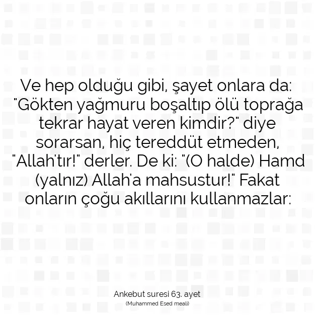 Ayetbul | Kuran Mealleri | Quran | Ankebut suresi 63. ayet