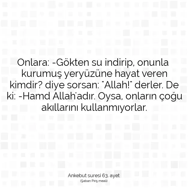 Ayetbul | Kuran Mealleri | Quran | Ankebut suresi 63. ayet