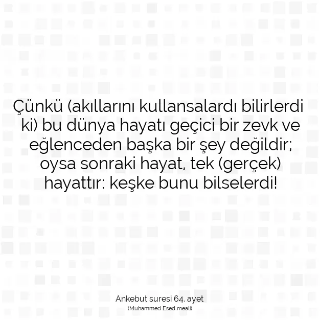 Ayetbul | Kuran Mealleri | Quran | Ankebut suresi 64. ayet