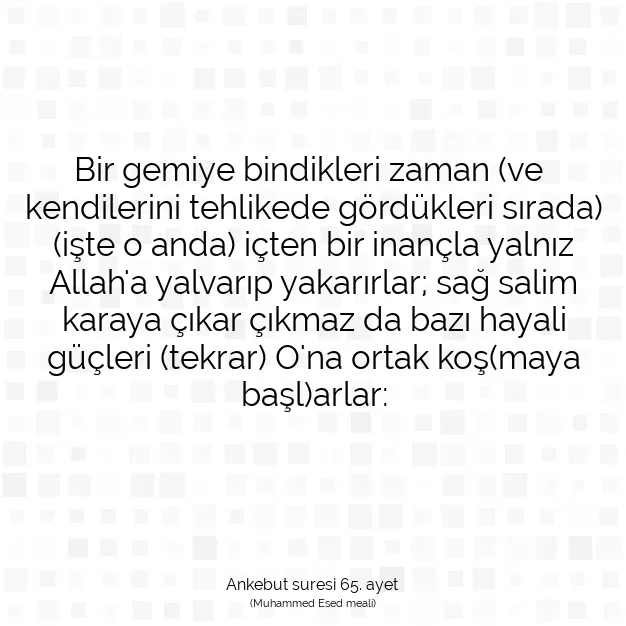 Ayetbul | Kuran Mealleri | Quran | Ankebut suresi 65. ayet