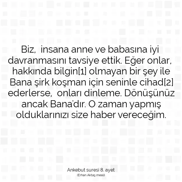 Ayetbul | Kuran Mealleri | Quran | Ankebut suresi 8. ayet