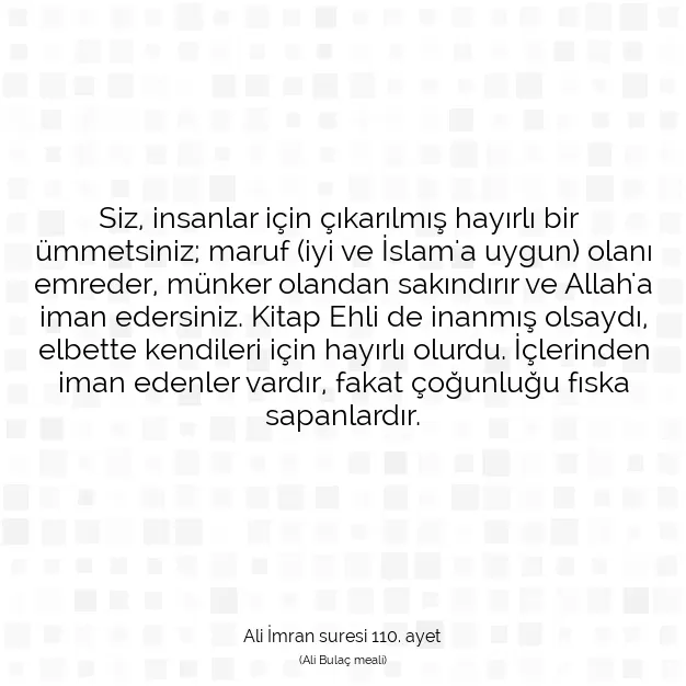 Ayetbul | Kuran Mealleri | Quran | Ali İmran suresi 110. ayet