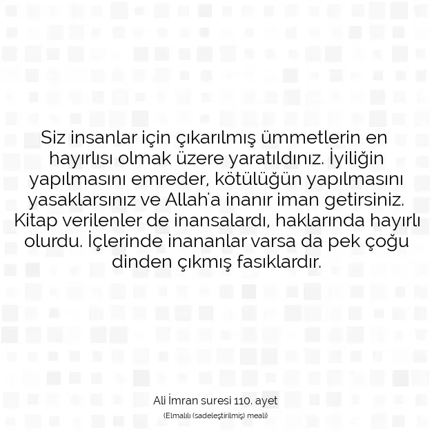 Ayetbul | Kuran Mealleri | Quran | Ali İmran suresi 110. ayet