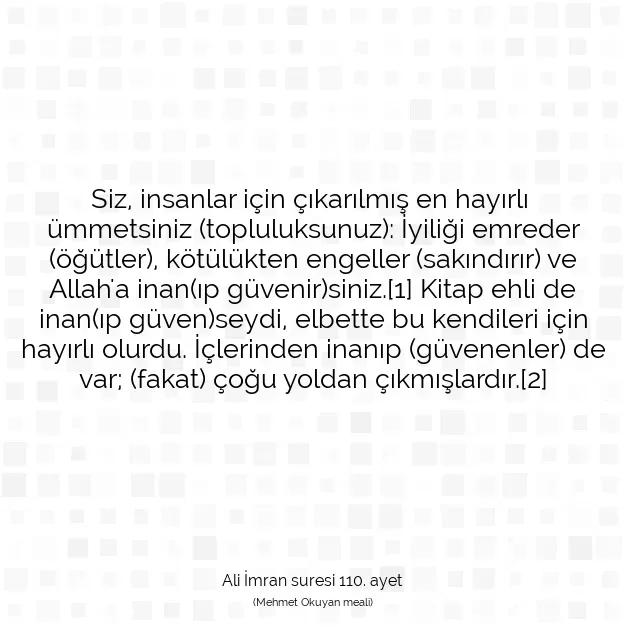 Ayetbul | Kuran Mealleri | Quran | Ali İmran suresi 110. ayet