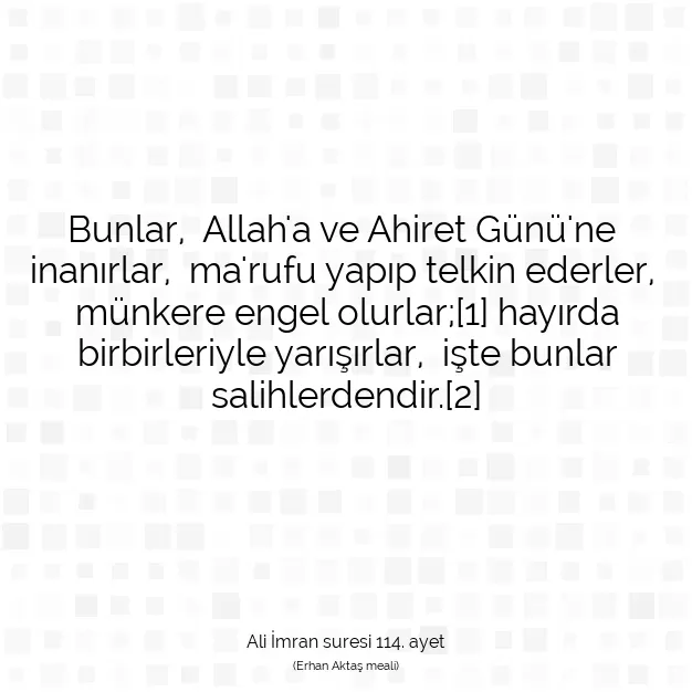 Ayetbul | Kuran Mealleri | Quran | Ali İmran suresi 114. ayet