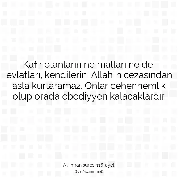 Ayetbul | Kuran Mealleri | Quran | Ali İmran suresi 116. ayet