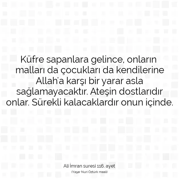 Ayetbul | Kuran Mealleri | Quran | Ali İmran suresi 116. ayet