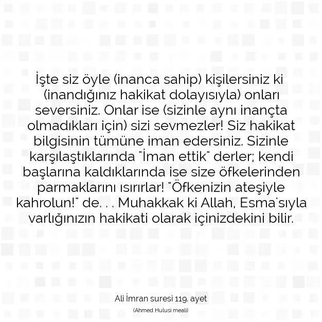 Ayetbul | Kuran Mealleri | Quran | Ali İmran suresi 119. ayet