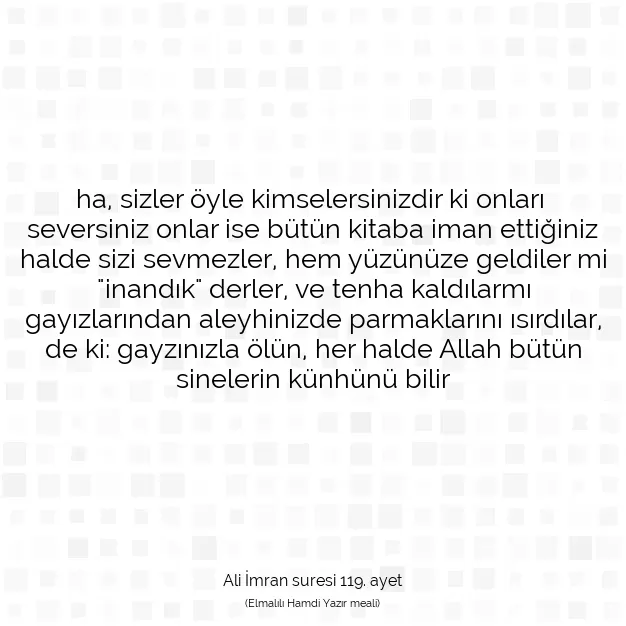 Ayetbul | Kuran Mealleri | Quran | Ali İmran suresi 119. ayet