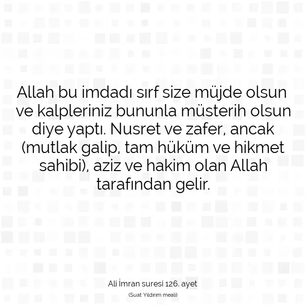 Ayetbul | Kuran Mealleri | Quran | Ali İmran suresi 126. ayet