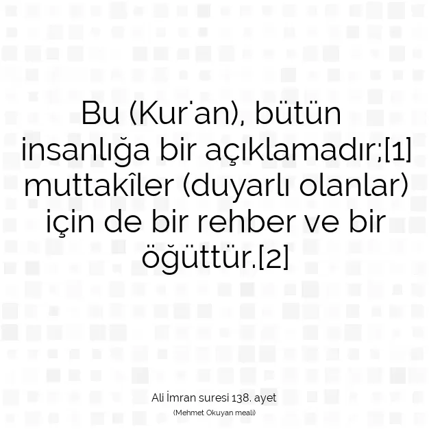 Ayetbul | Kuran Mealleri | Quran | Ali İmran suresi 138. ayet