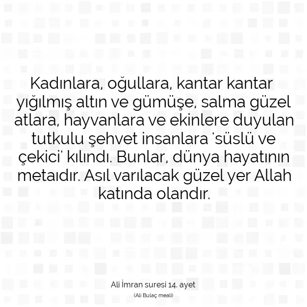 Ayetbul | Kuran Mealleri | Quran | Ali İmran suresi 14. ayet