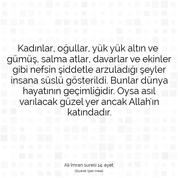 Ayetbul | Kuran Mealleri | Quran | Ali İmran suresi 14. ayet