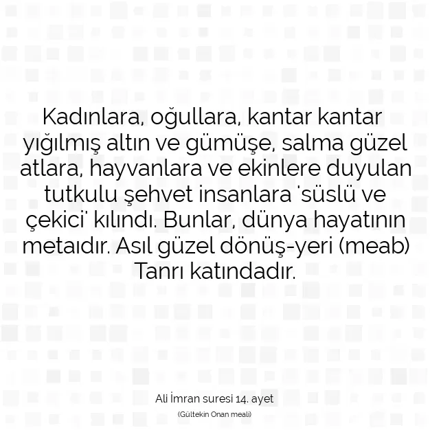 Ayetbul | Kuran Mealleri | Quran | Ali İmran suresi 14. ayet