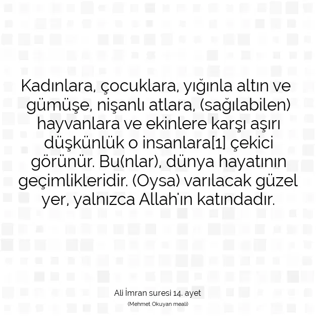 Ayetbul | Kuran Mealleri | Quran | Ali İmran suresi 14. ayet