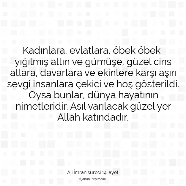 Ayetbul | Kuran Mealleri | Quran | Ali İmran suresi 14. ayet