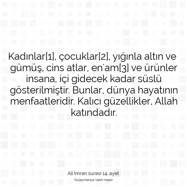 Ayetbul | Kuran Mealleri | Quran | Ali İmran suresi 14. ayet