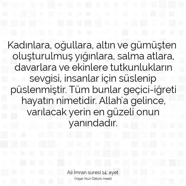 Ayetbul | Kuran Mealleri | Quran | Ali İmran suresi 14. ayet