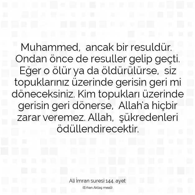 Ayetbul | Kuran Mealleri | Quran | Ali İmran suresi 144. ayet