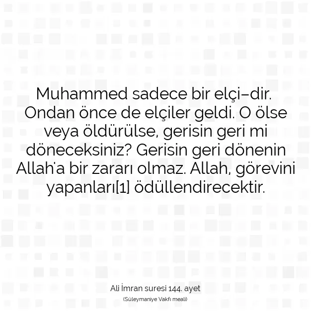 Ayetbul | Kuran Mealleri | Quran | Ali İmran suresi 144. ayet