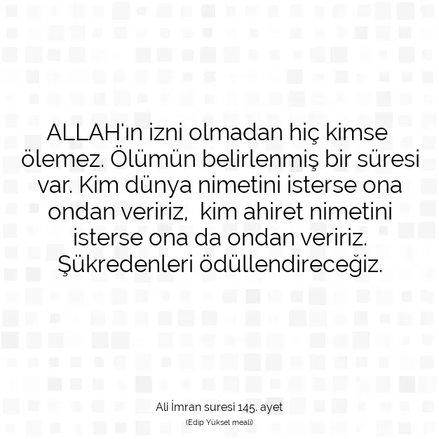 Ayetbul | Kuran Mealleri | Quran | Ali İmran suresi 145. ayet