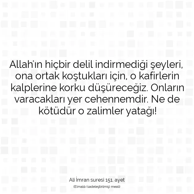 Ayetbul | Kuran Mealleri | Quran | Ali İmran suresi 151. ayet