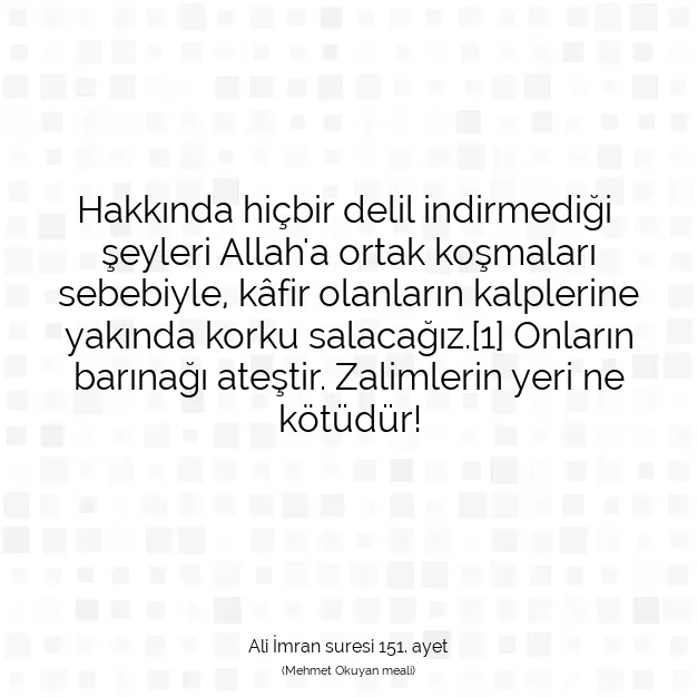 Ayetbul | Kuran Mealleri | Quran | Ali İmran suresi 151. ayet