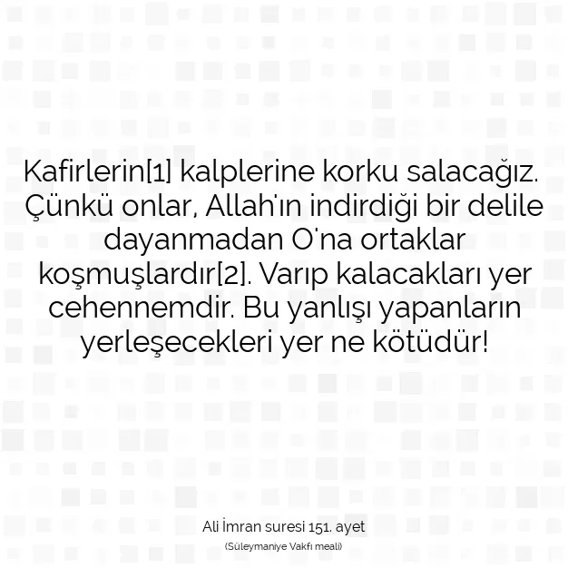 Ayetbul | Kuran Mealleri | Quran | Ali İmran suresi 151. ayet