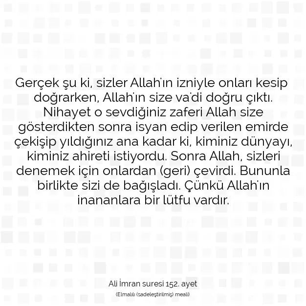 Ayetbul | Kuran Mealleri | Quran | Ali İmran suresi 152. ayet