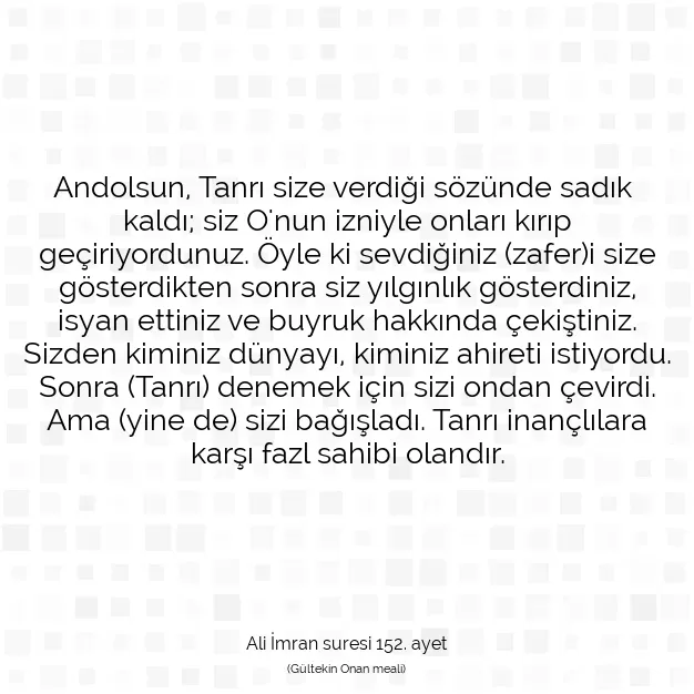 Ayetbul | Kuran Mealleri | Quran | Ali İmran suresi 152. ayet