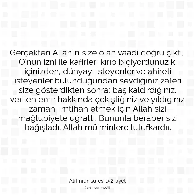 Ayetbul | Kuran Mealleri | Quran | Ali İmran suresi 152. ayet