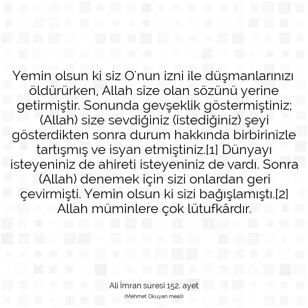 Ayetbul | Kuran Mealleri | Quran | Ali İmran suresi 152. ayet