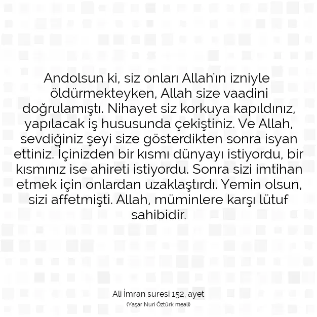 Ayetbul | Kuran Mealleri | Quran | Ali İmran suresi 152. ayet