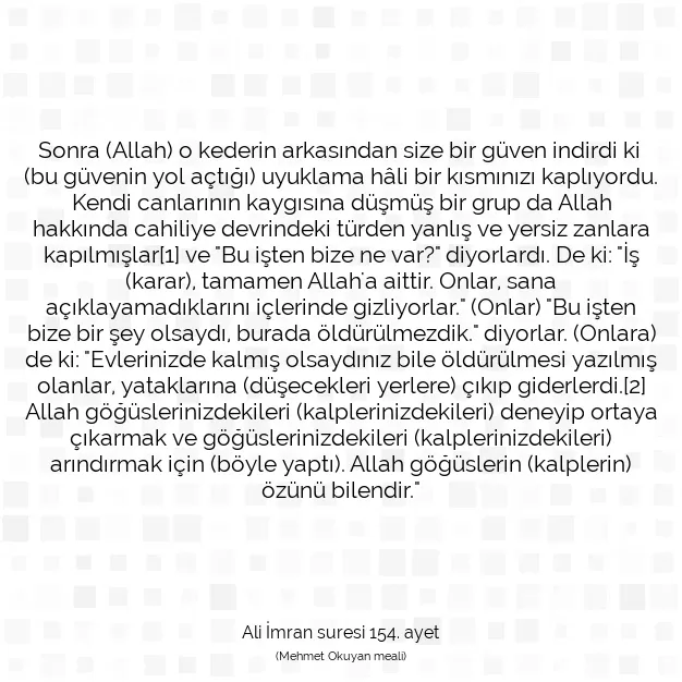 Ayetbul | Kuran Mealleri | Quran | Ali İmran suresi 154. ayet