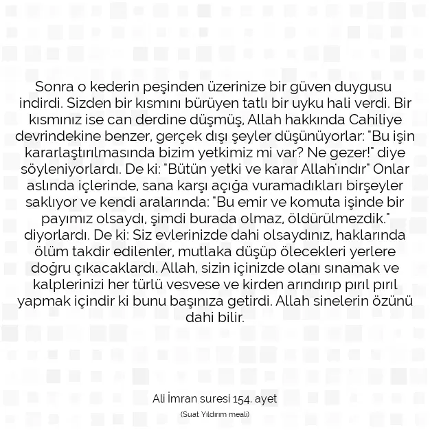 Ayetbul | Kuran Mealleri | Quran | Ali İmran suresi 154. ayet