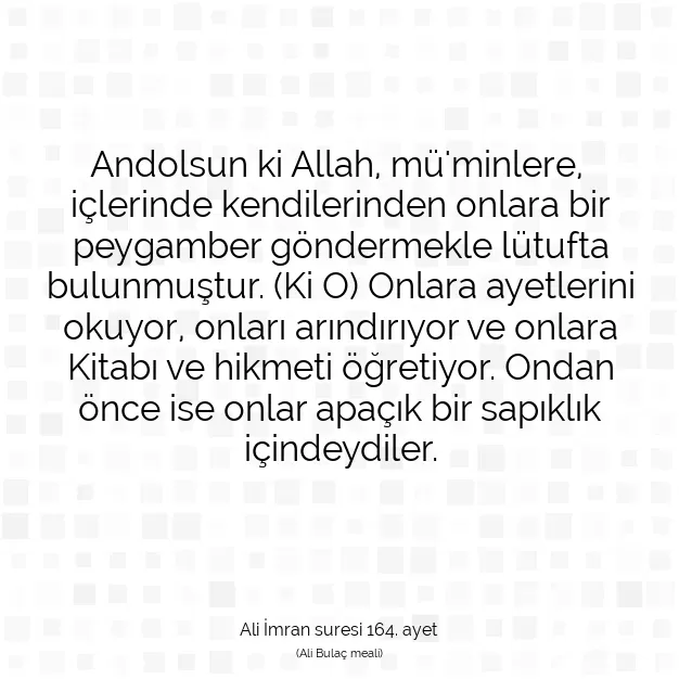 Ayetbul | Kuran Mealleri | Quran | Ali İmran suresi 164. ayet