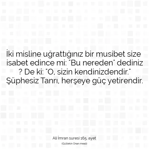 Ayetbul | Kuran Mealleri | Quran | Ali İmran suresi 165. ayet