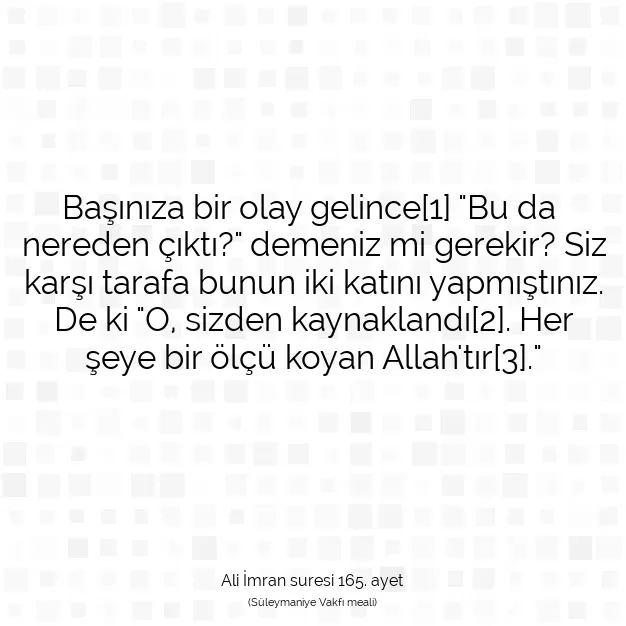 Ayetbul | Kuran Mealleri | Quran | Ali İmran suresi 165. ayet