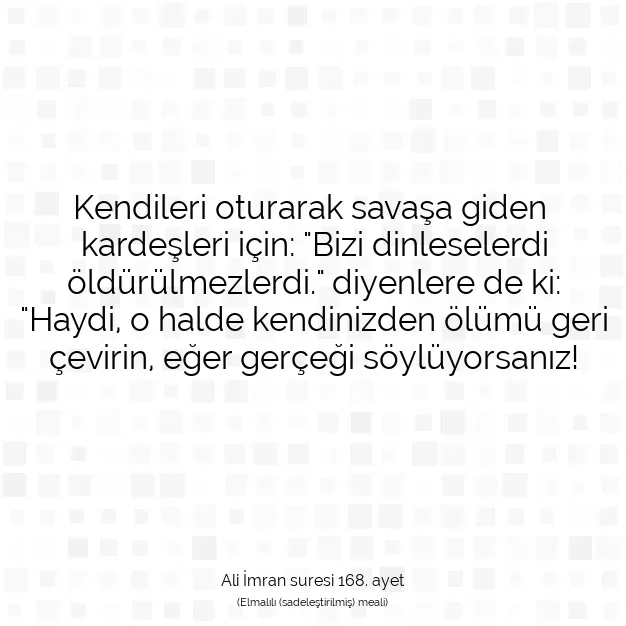 Ayetbul | Kuran Mealleri | Quran | Ali İmran suresi 168. ayet