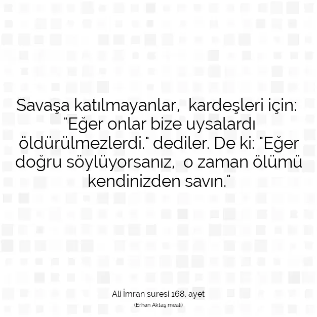 Ayetbul | Kuran Mealleri | Quran | Ali İmran suresi 168. ayet