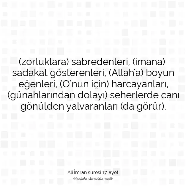 Ayetbul | Kuran Mealleri | Quran | Ali İmran suresi 17. ayet