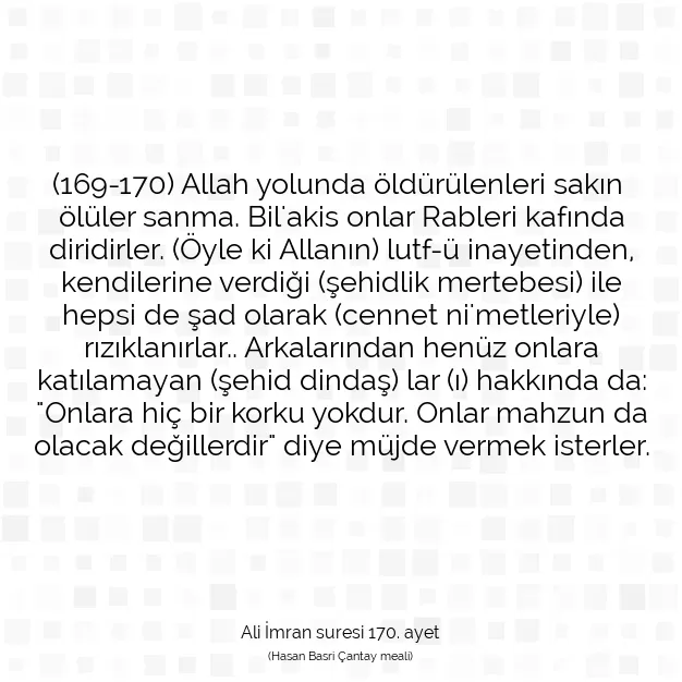 Ayetbul | Kuran Mealleri | Quran | Ali İmran suresi 170. ayet