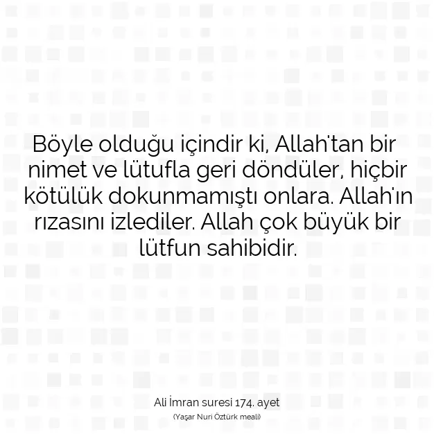 Ayetbul | Kuran Mealleri | Quran | Ali İmran suresi 174. ayet