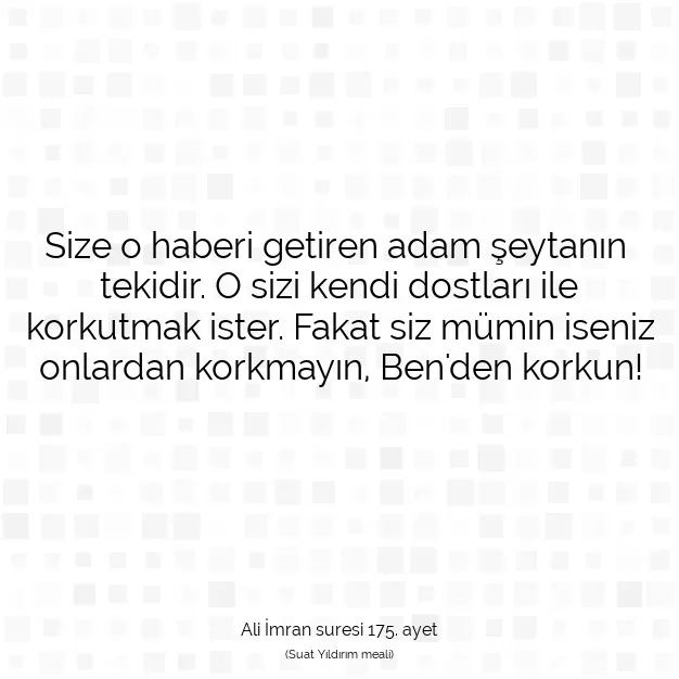 Ayetbul | Kuran Mealleri | Quran | Ali İmran suresi 175. ayet