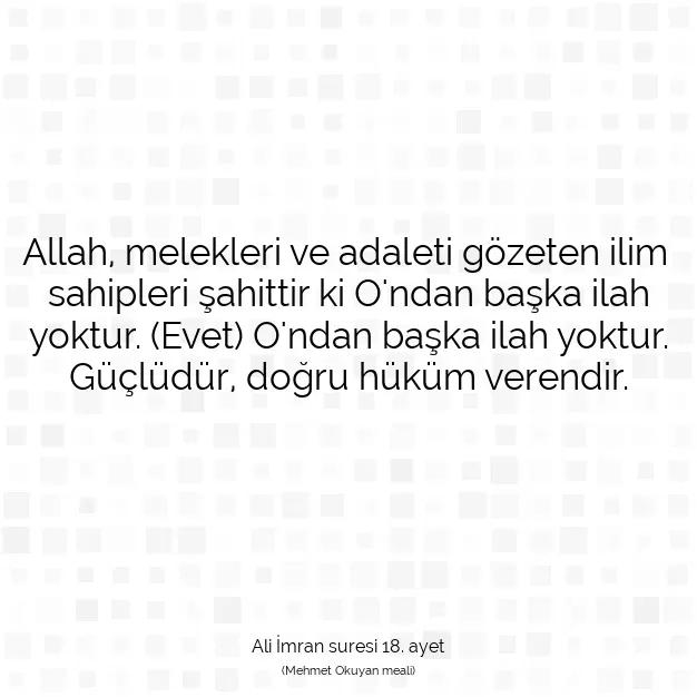 Ayetbul | Kuran Mealleri | Quran | Ali İmran suresi 18. ayet