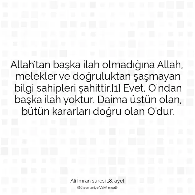 Ayetbul | Kuran Mealleri | Quran | Ali İmran suresi 18. ayet