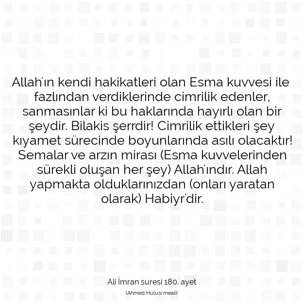 Ayetbul | Kuran Mealleri | Quran | Ali İmran suresi 180. ayet