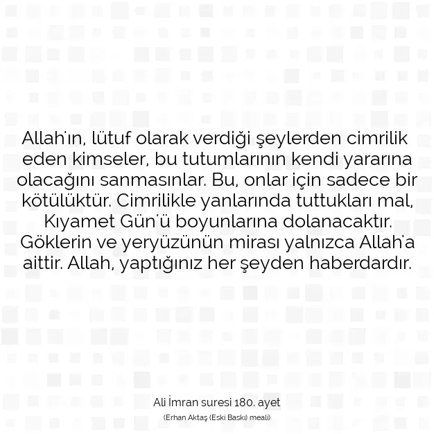 Ayetbul | Kuran Mealleri | Quran | Ali İmran suresi 180. ayet