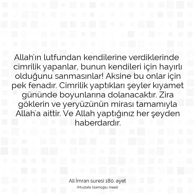 Ayetbul | Kuran Mealleri | Quran | Ali İmran suresi 180. ayet