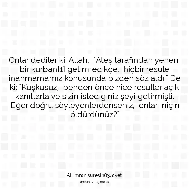 Ayetbul | Kuran Mealleri | Quran | Ali İmran suresi 183. ayet